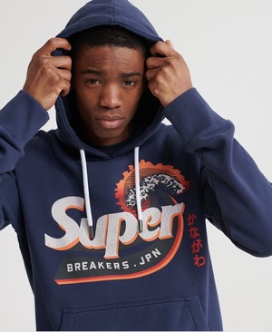 Superdry Shapers N Makers Brushed Férfi Kapucnis Pulóver Sötétkék | QUHZE1082